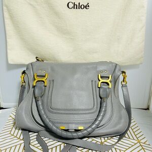 Chloe Marcie Medium Leather Satchel - gray